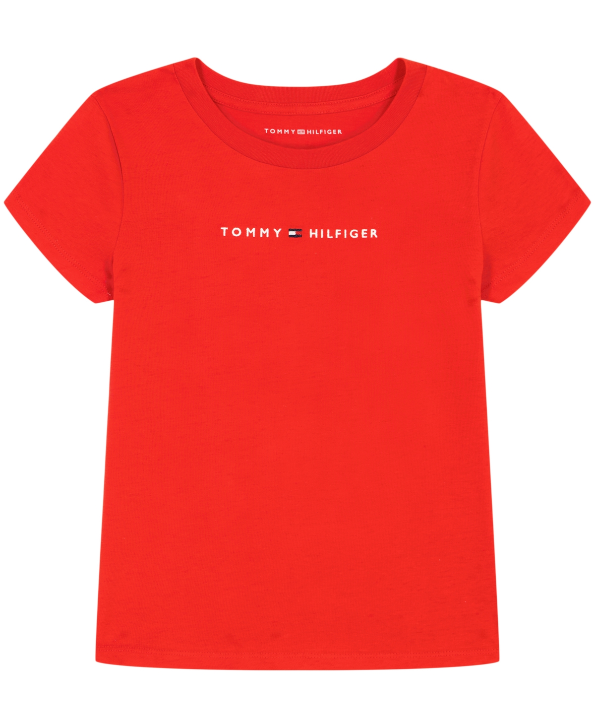 Shop Tommy Hilfiger Big Girls Classic Embroidered T-shirt In Tommy Red