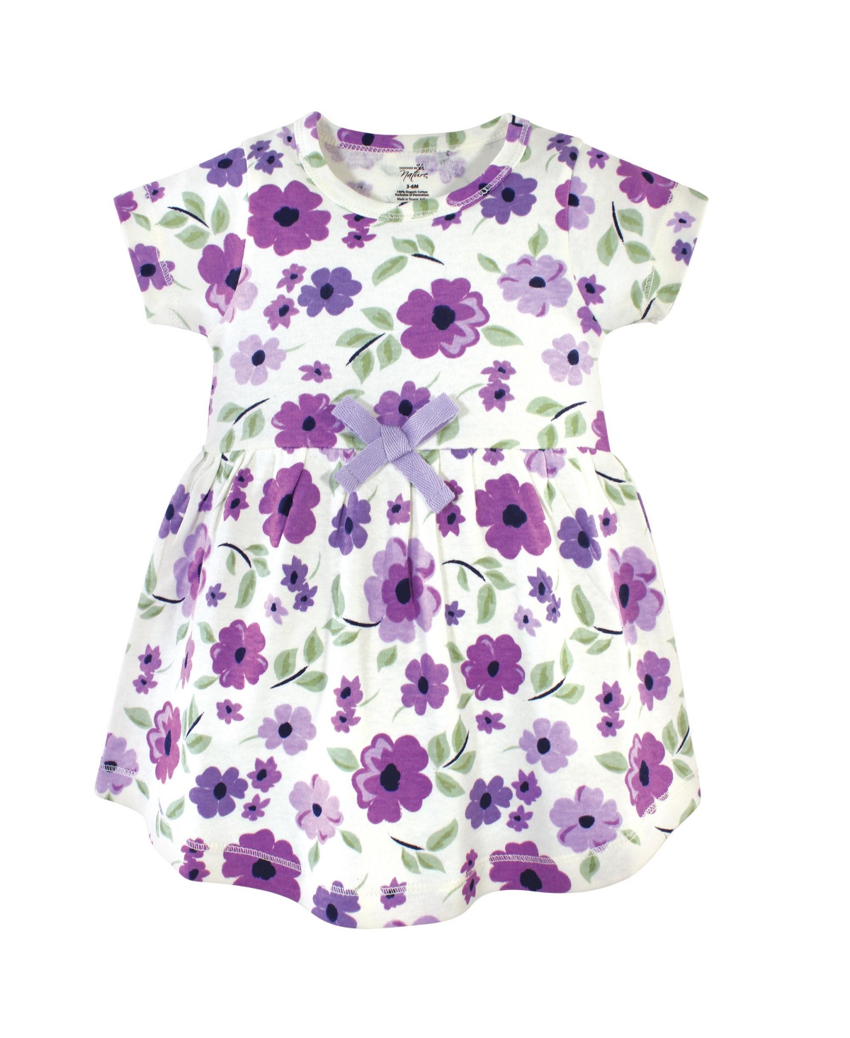 Touched by Nature Toddler Girls Organic Cotton Short-Sleeve Dresses 2pk,- Purple garden