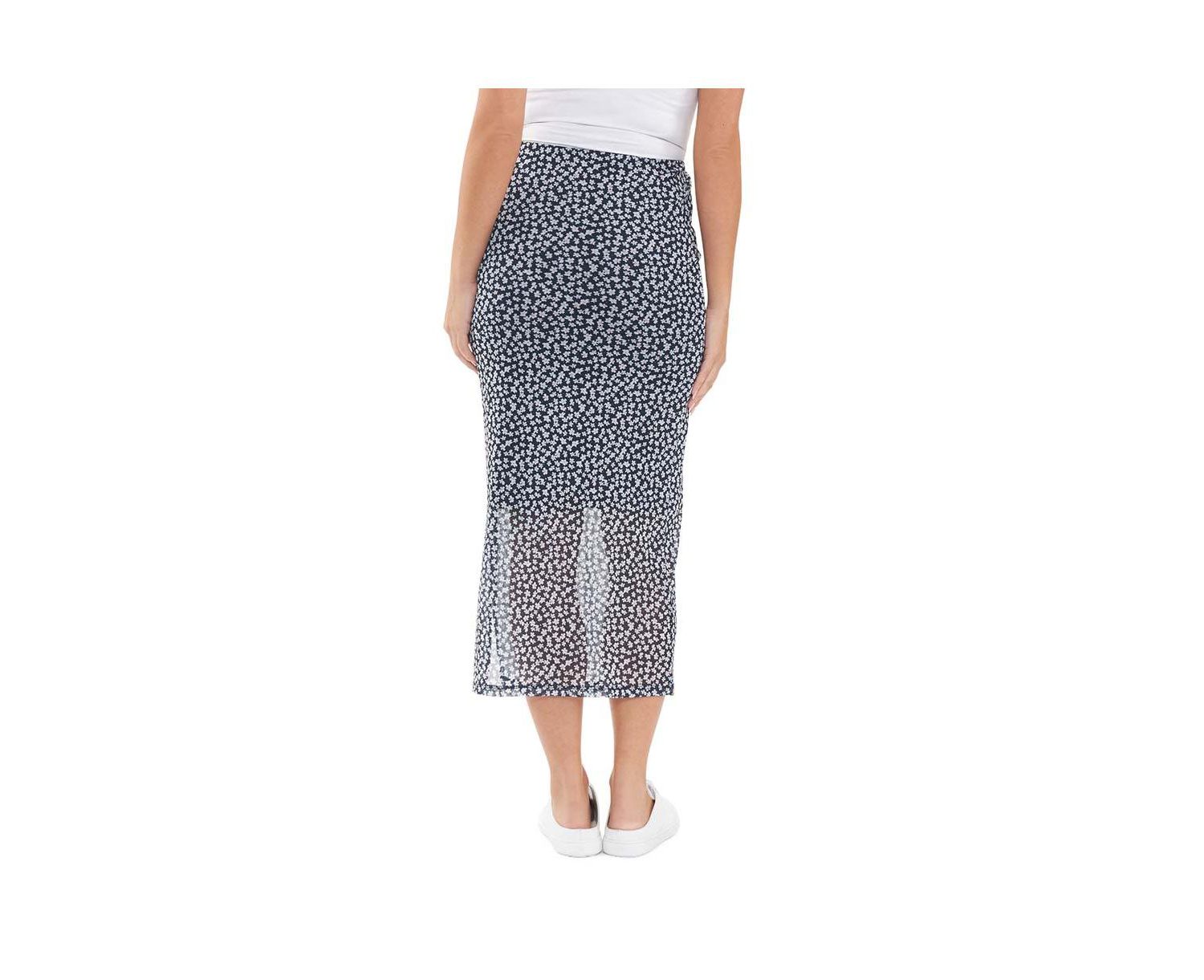 Maternity Ripe Kara Floral Mesh Skirt Navy