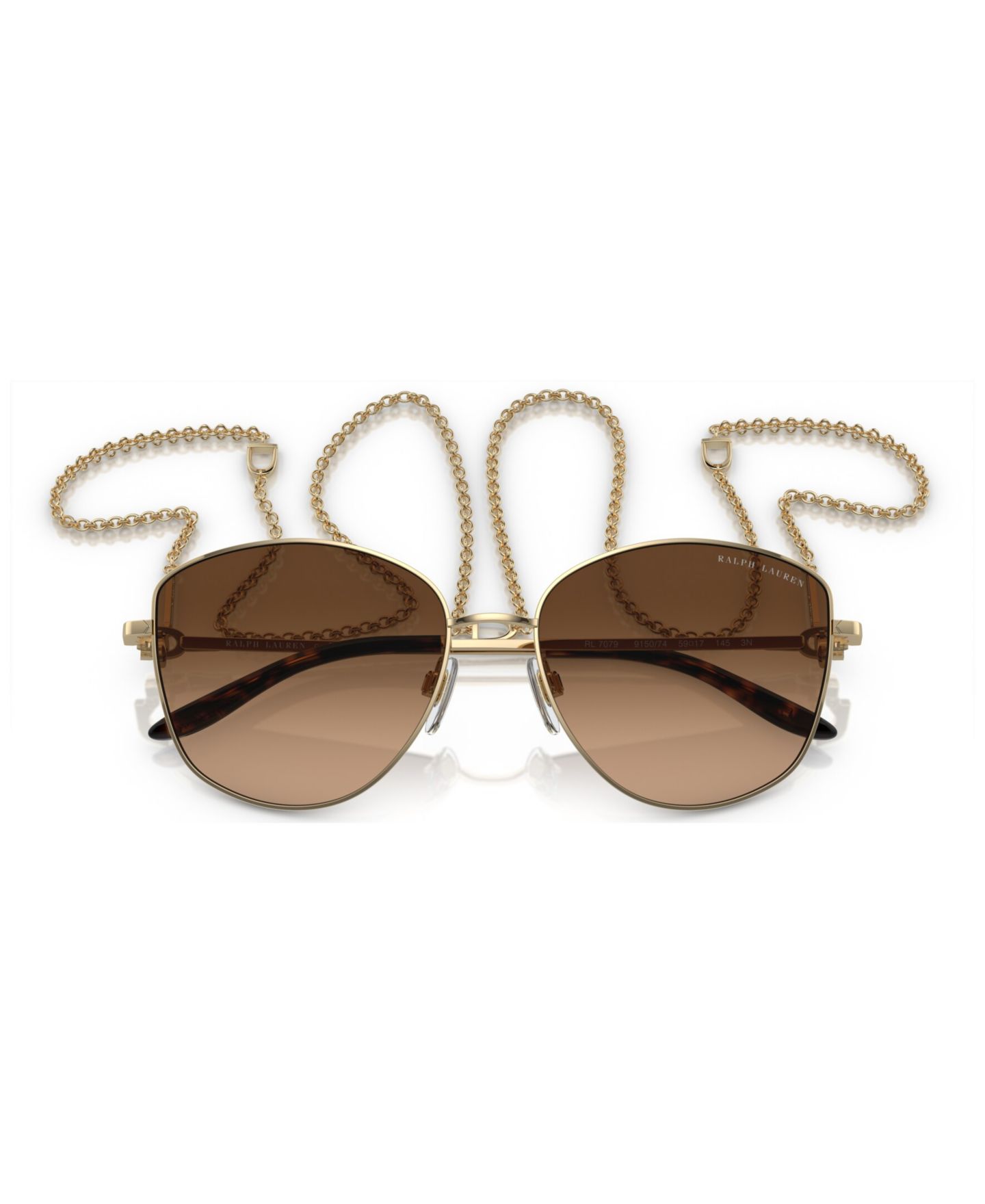 Женские солнцезащитные очки Ralph Lauren The Vivienne Sunglasses, Gradient RL7079, цвет: Бледный золотой — фото 5