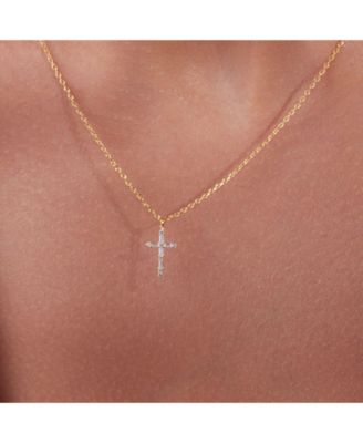 Iris Cross Necklace, Crystal Cross Pendant, Dainty, Faith, Gift