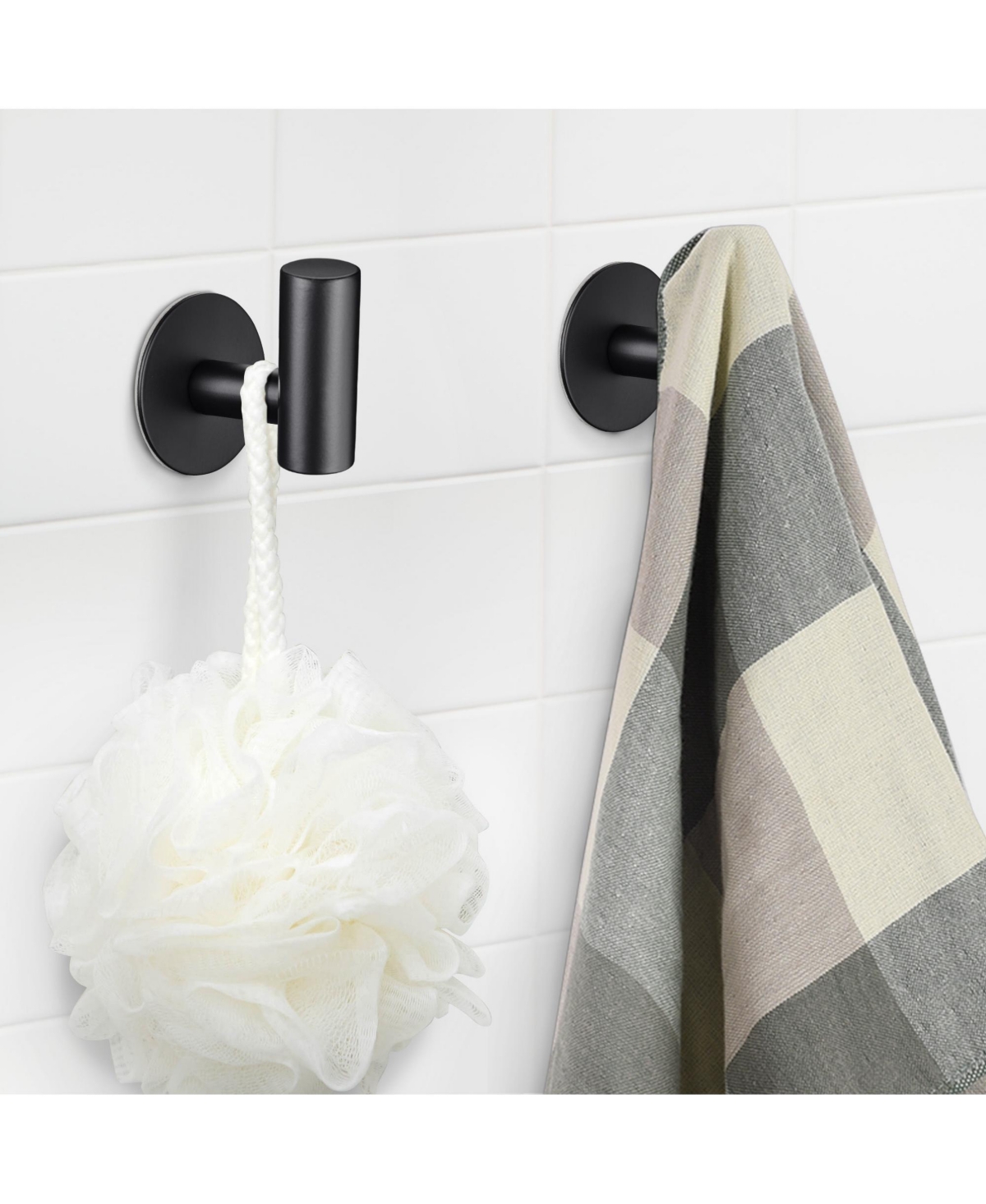 Aquaterior 4 Pack Bathroom Hook Towel Hanger Heavy Duty Adhesive Stainless Steel - Assorted Pre ...