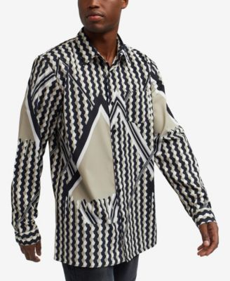 Men's Geo Print Long Sleeves Woven Shirt