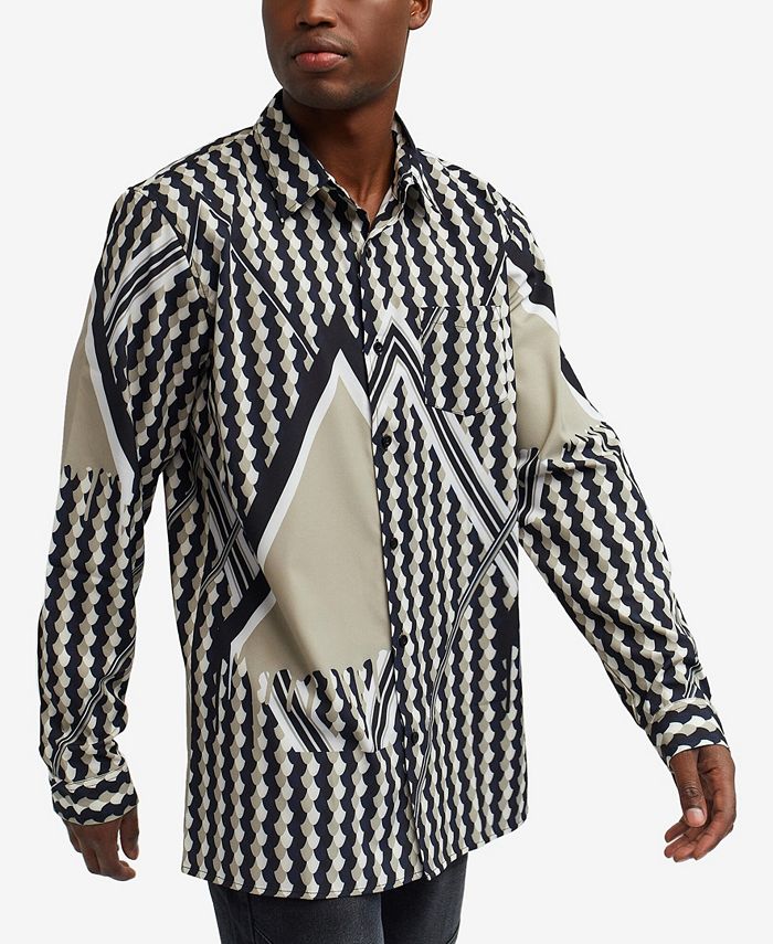 Reason Men's Geo Print Long Sleeves Woven Shirt - Macy's