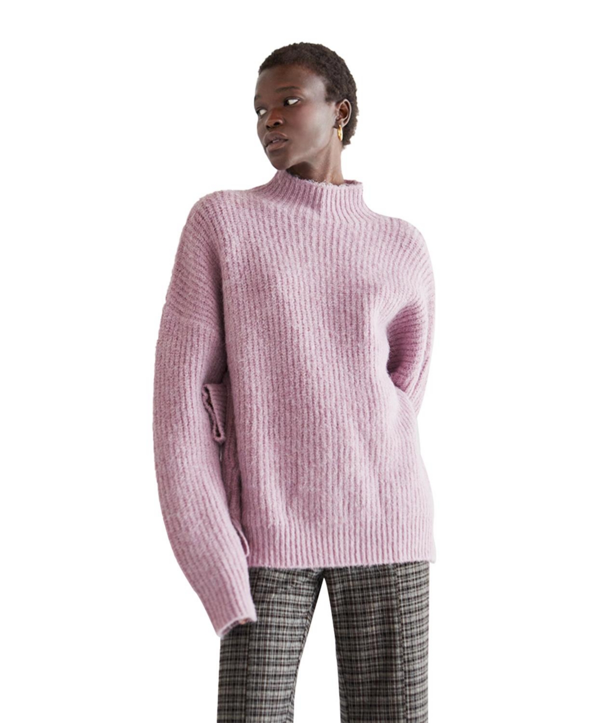 Women's Isabel Wool Blend Mock Neck Sweater - Light/pastel purple + lavender