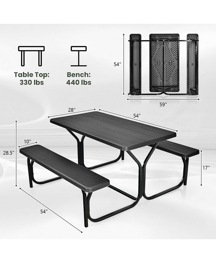 SUGIFT Outdoor Picnic Table Bench Set with Metal Base Macy's