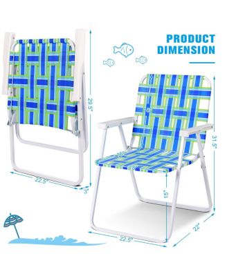 6 Pieces Folding Beach Chair Camping Lawn Webbing Chair