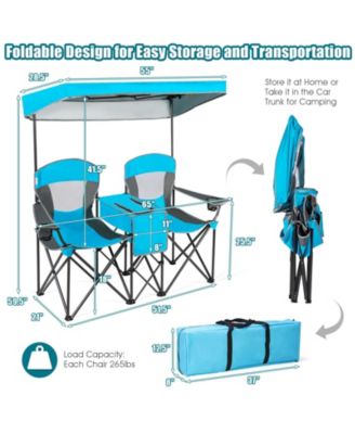Portable Folding Camping Canopy Chairs with Cup Holder