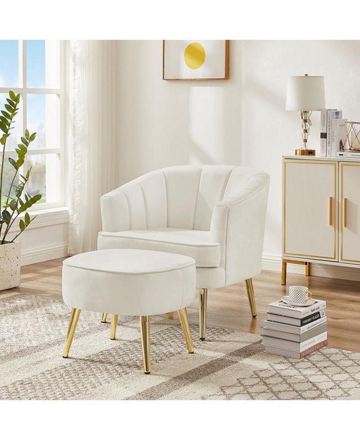 White armchair deals and ottoman