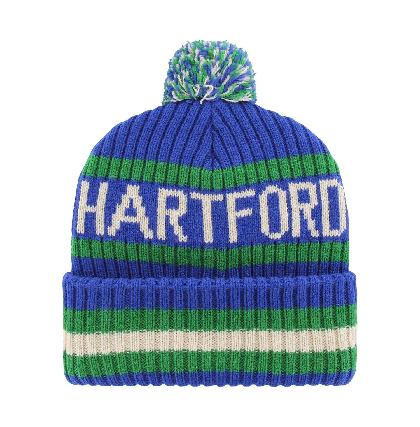 Мужская шапка '47 Brand Blue Hartford Whalers Bering Cuffed Knit Hat with Pom — фото 2