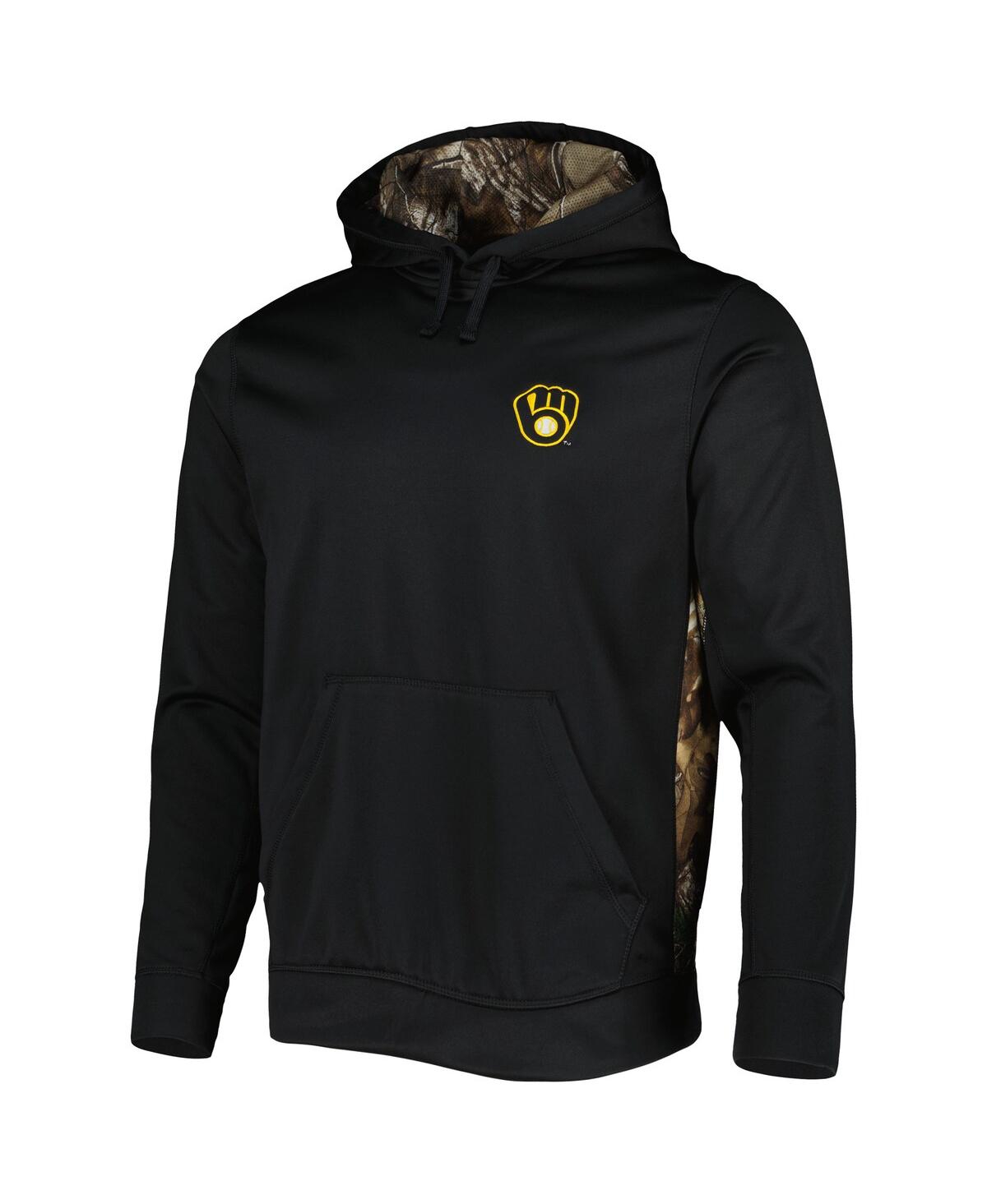 DUNBROOKE MEN'S DUNBROOKE BLACK, CAMO MILWAUKEE BREWERS RANGER PULLOVER HOODIE 