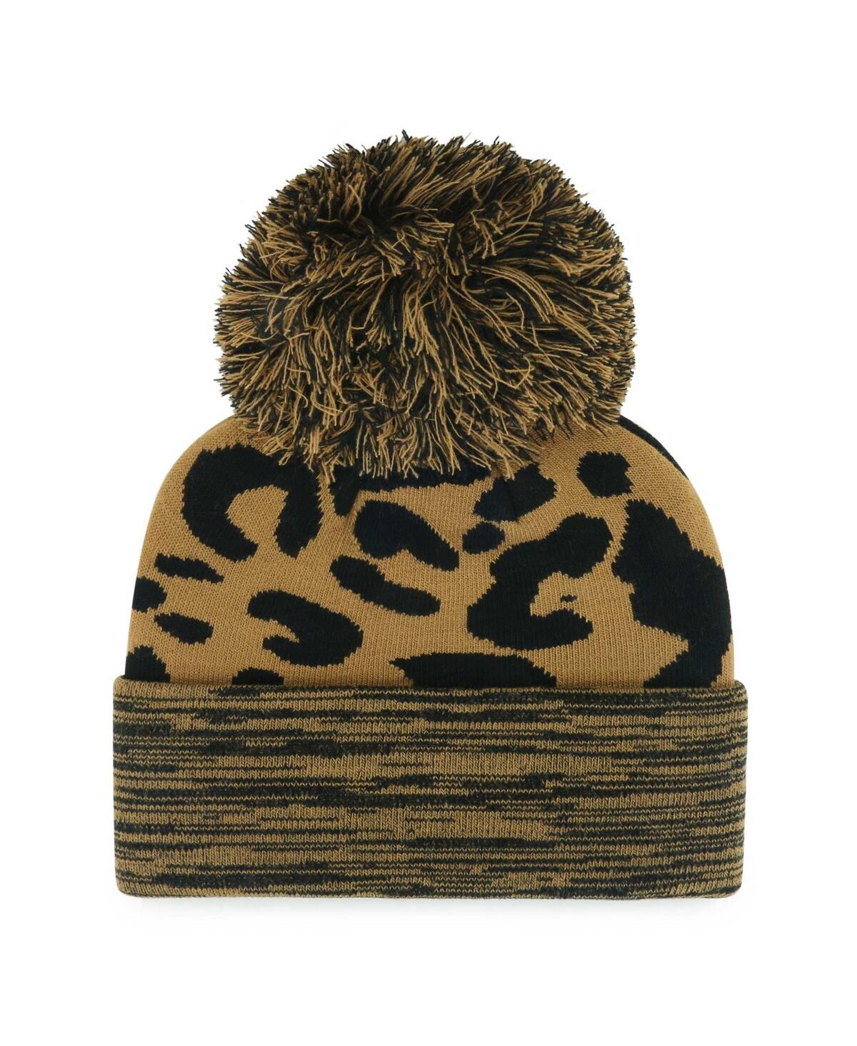 47 Brand Women's ' Leopard Portland Trail Blazers Rosette Cuffed Knit Hat With Pom In Leopard