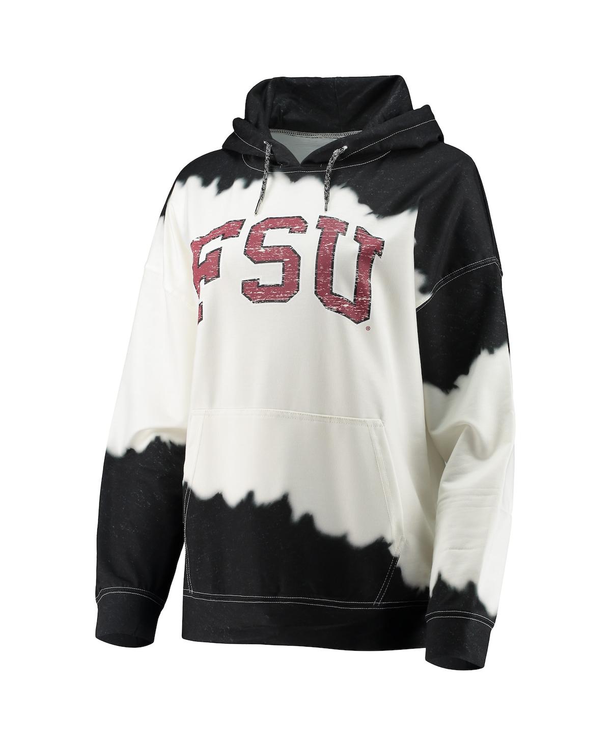 Women's Gameday Couture Black Distressed Florida State Seminoles For the Fun Double Dip-Dyed Pullover Hoodie - Black