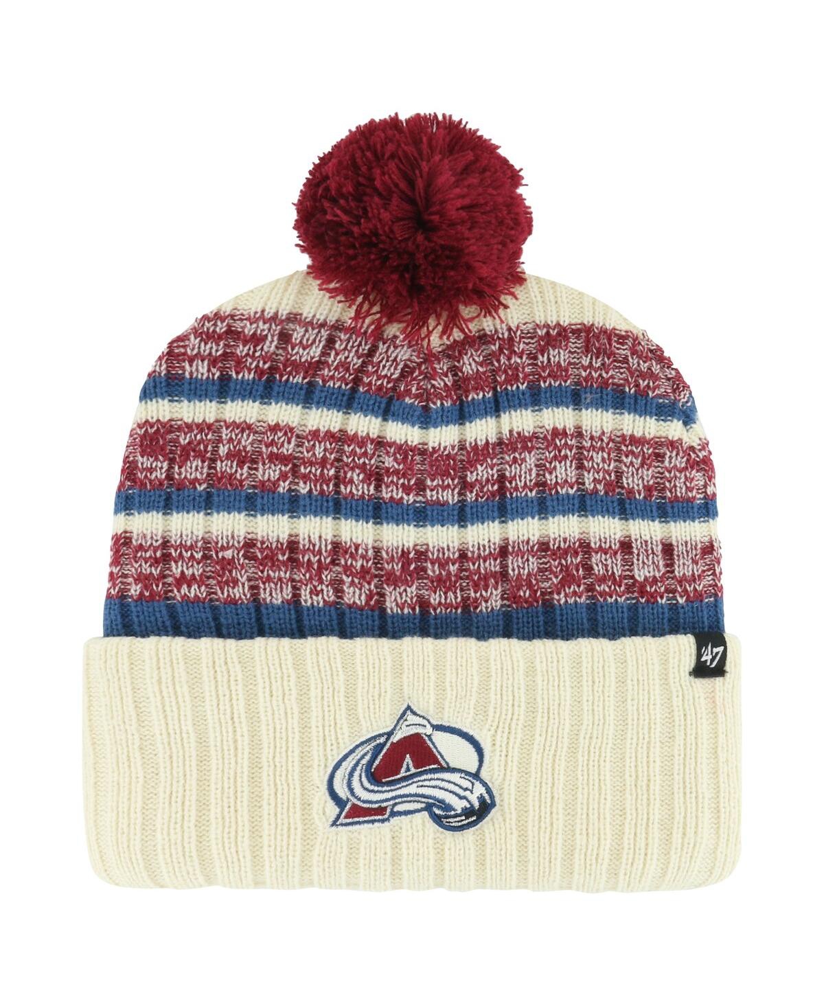 Men's '47 Brand Cream Colorado Avalanche Tavern Cuffed Knit Hat with Pom