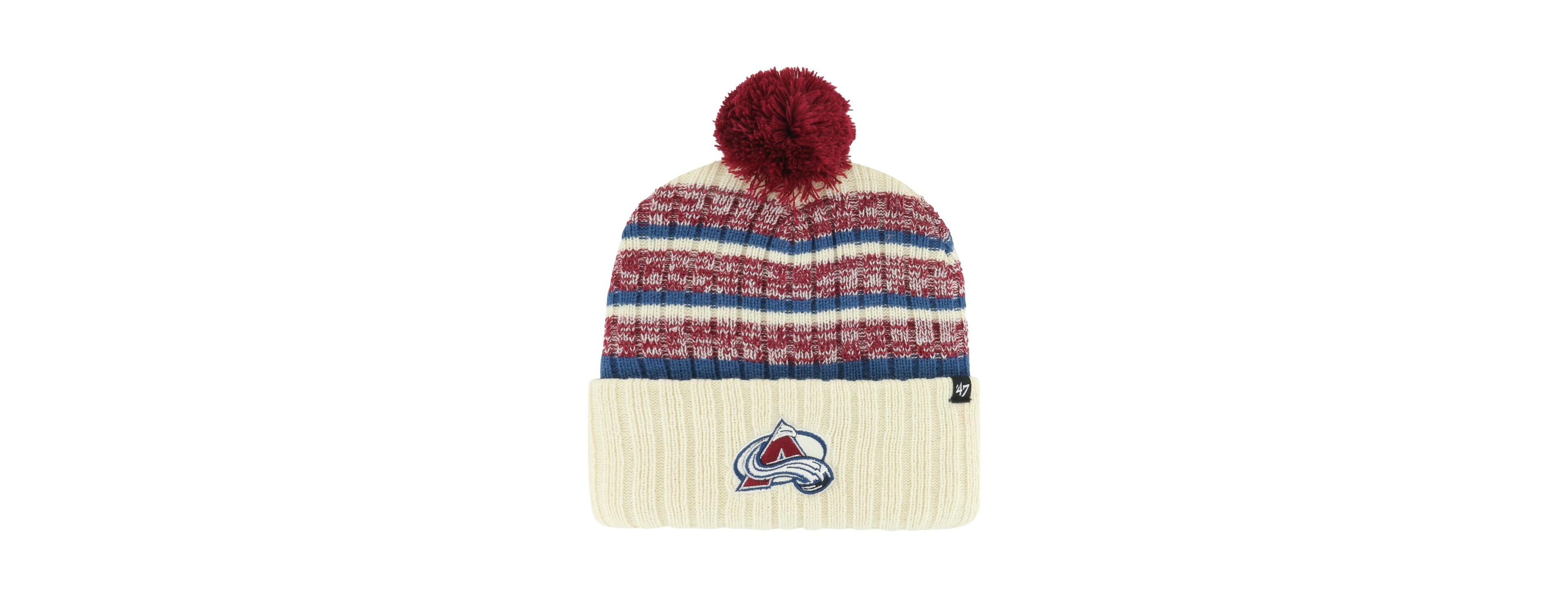 Men's '47 Brand Cream Colorado Avalanche Tavern Cuffed Knit Hat with Pom