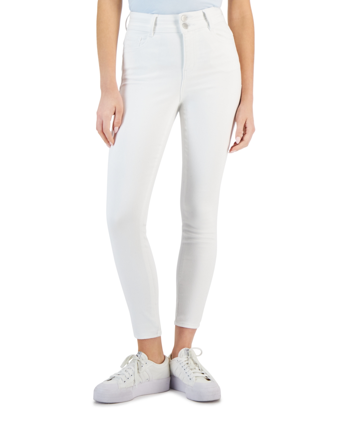 Juniors' Curvy High-Rise Skinny Ankle Jeans - White