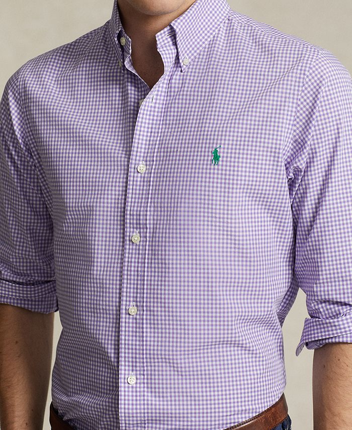 Polo Ralph Lauren Men's Classic Fit Gingham Poplin Shirt Blue Size Medium