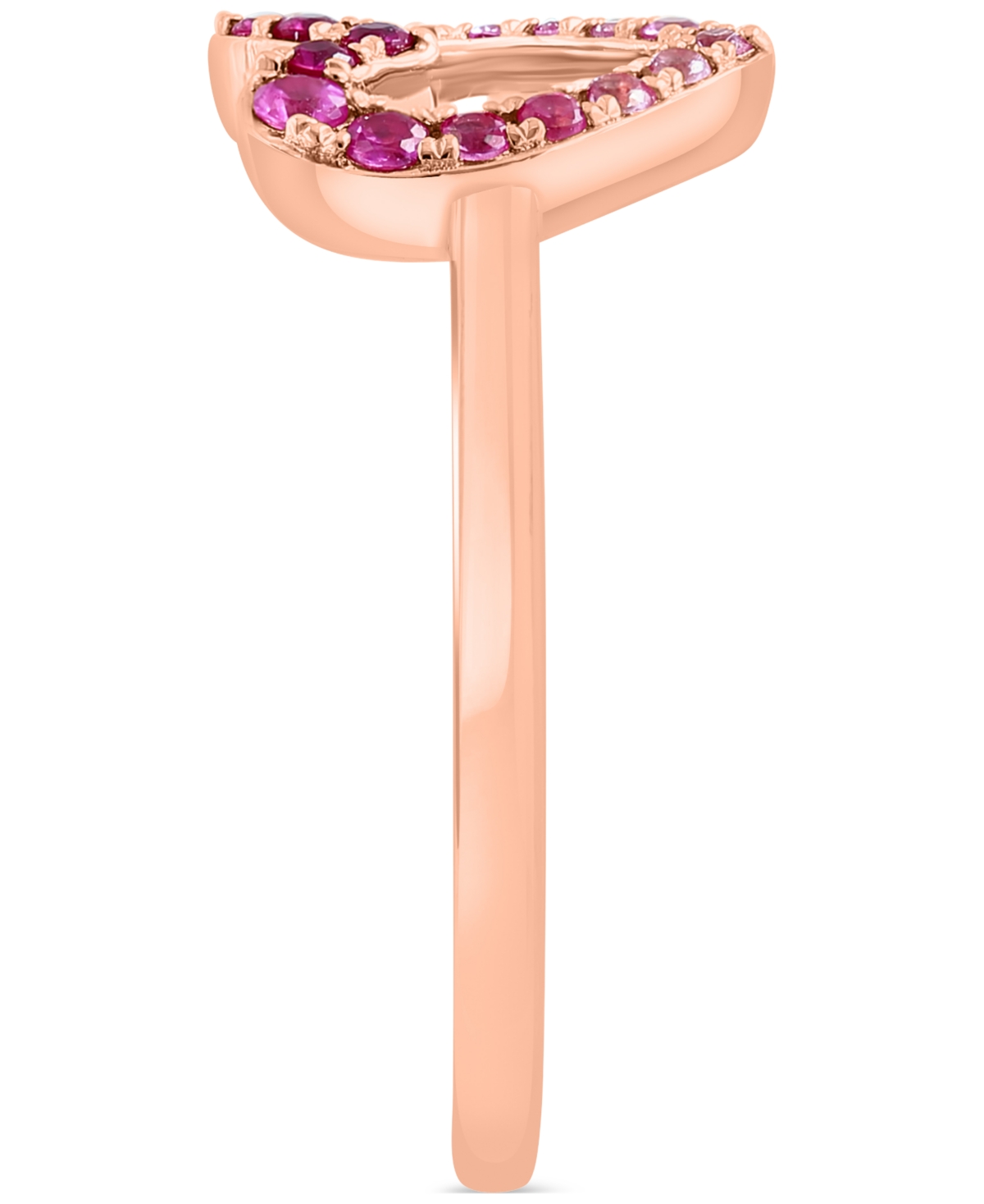 Effy Pink Sapphire (1/6 ct. t.w) & Ruby (1/20 ct. t.w.) Ombre Open Heart Ring in 14k- Rose Gold