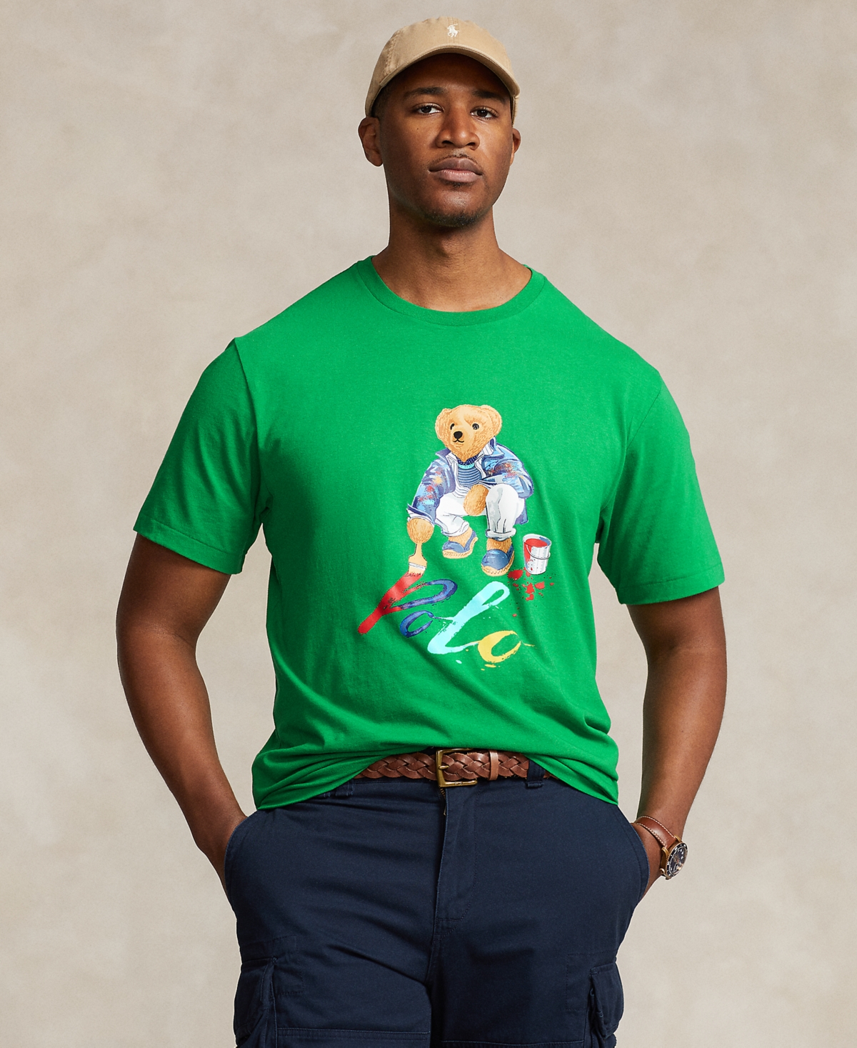 Polo Ralph Lauren Polo Bear Jersey T-shirt In Preppy Green Paint Bear
