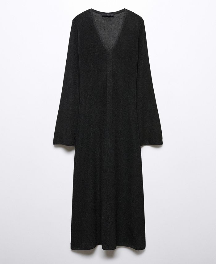 MANGO Women's Metallic Thread Flared Sleeve Dress Macy's