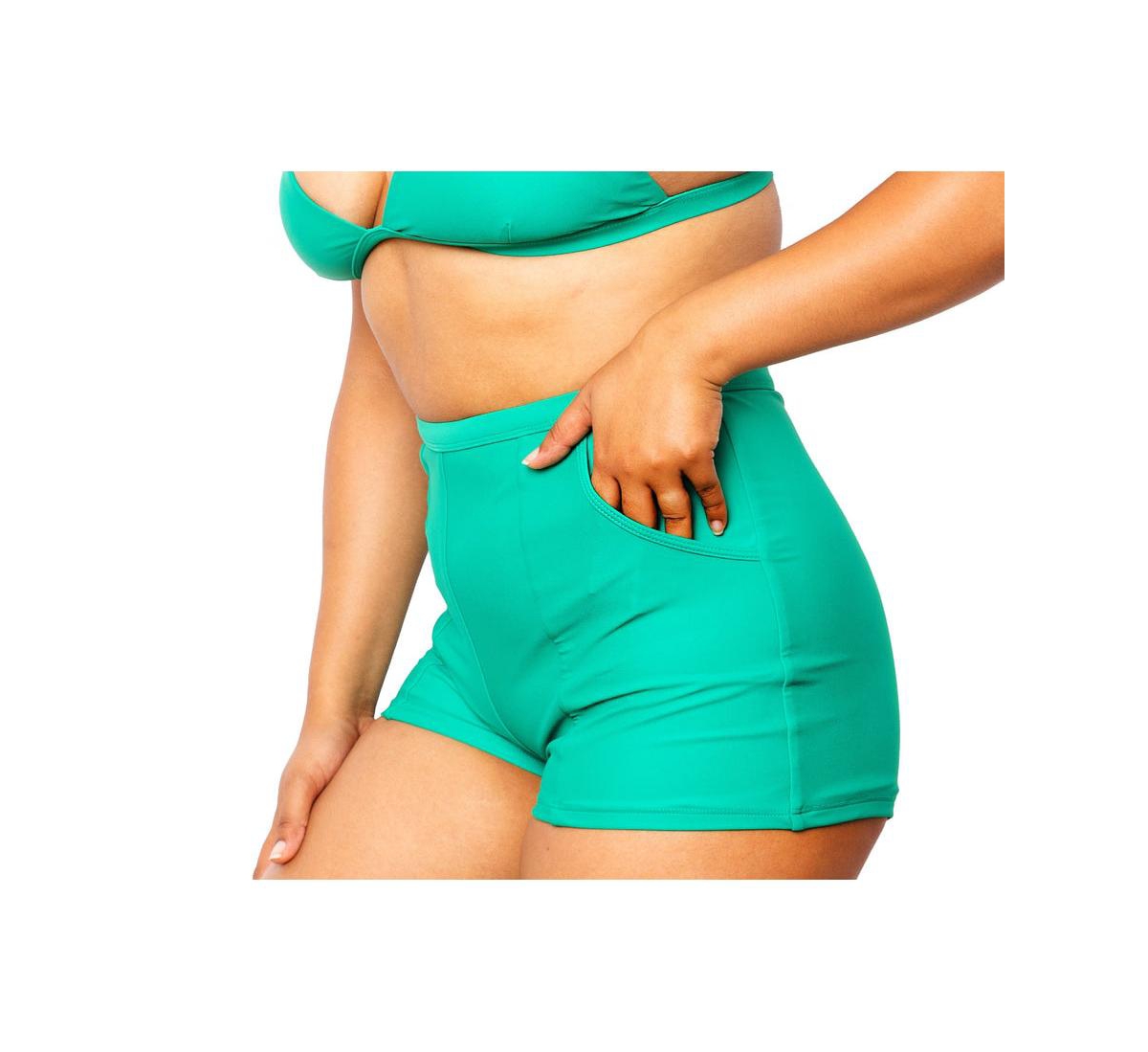 Women's Ally Boy Short with Pockets - Miga Swimwear - Emerald green