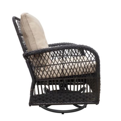 Outdoor Wicker Swivel Rocker Bistro Set with Table