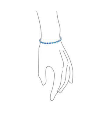 Solitaire Round Created Opal Tennis Bracelet Sterling Silver