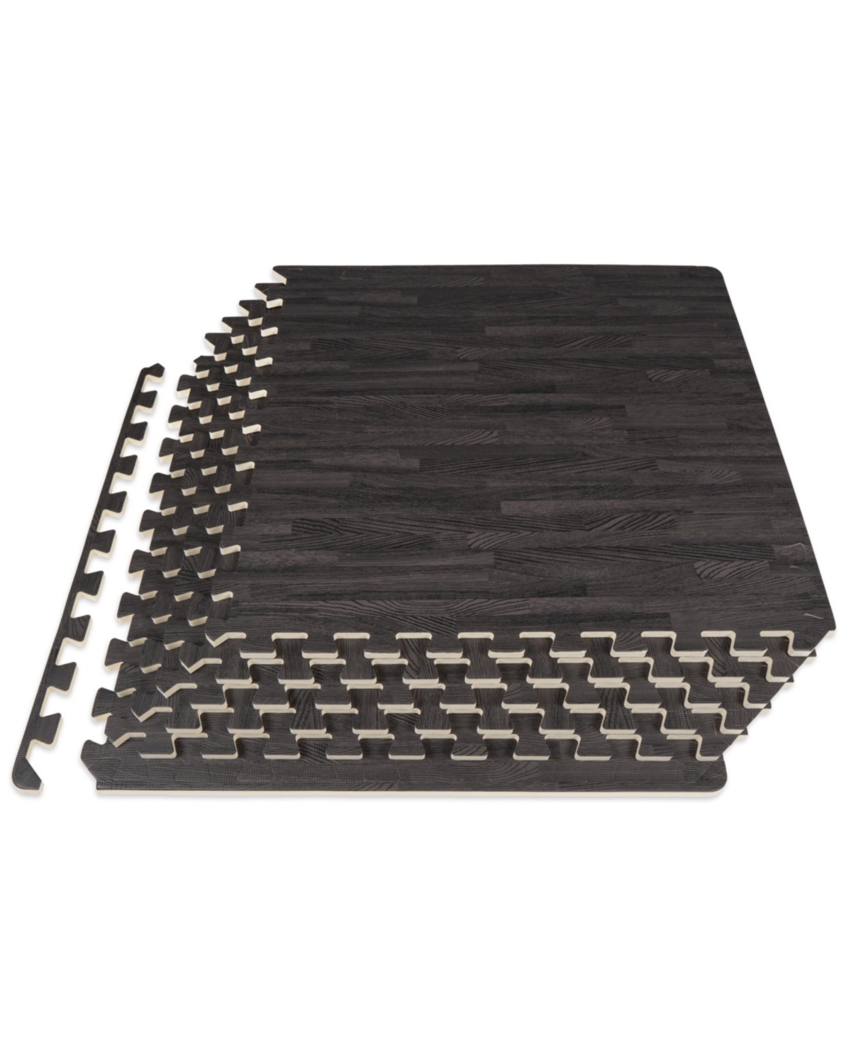 Wood Grain Puzzle Mat 1/2-in, 24 Sq Ft - 6 Tiles - Dark walnut
