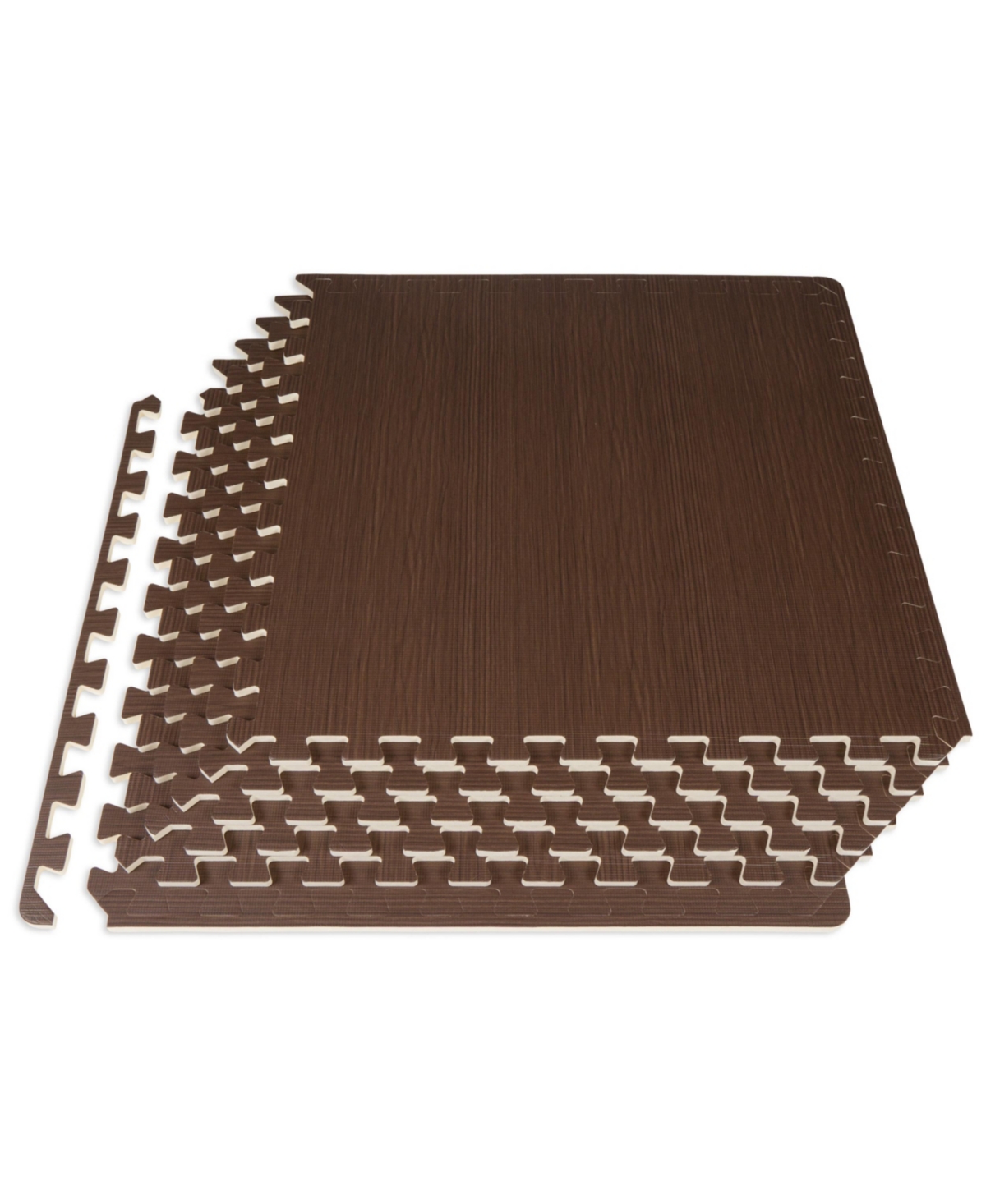 Wood Grain Puzzle Mat 1/2-in, 24 Sq Ft - 6 Tiles - Dark walnut