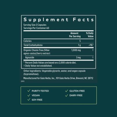 Gaia Herbs Vitex Berry - Support Hormone Balance for Women & a Healthy Menstrual Cycle - 120 Vegan Liquid Phyto-Caps (60 Servings)