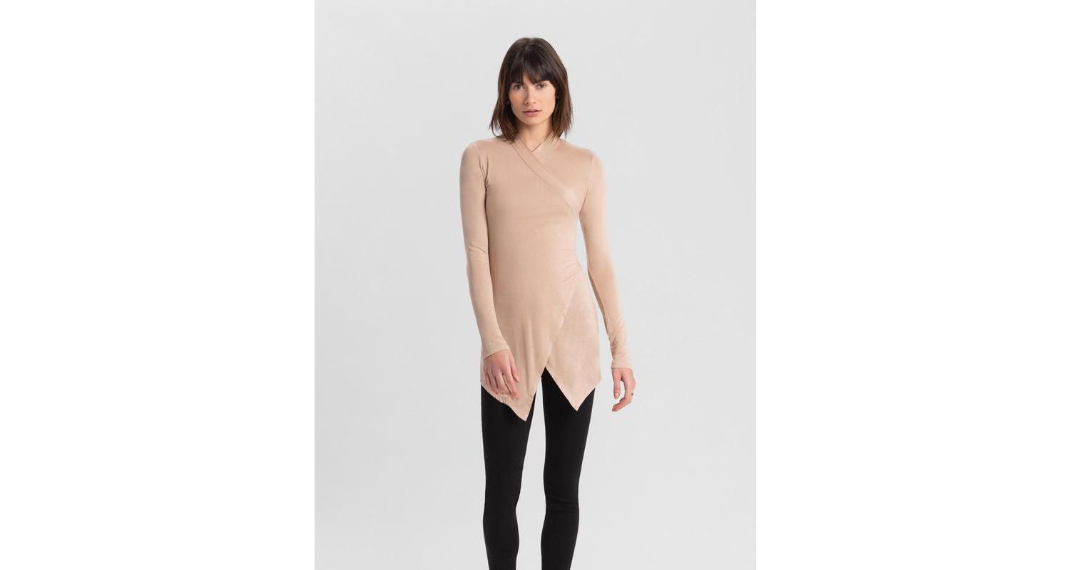 Women's Morgan Kimono-Wrap V-Neck Sheer Jersey Tunic