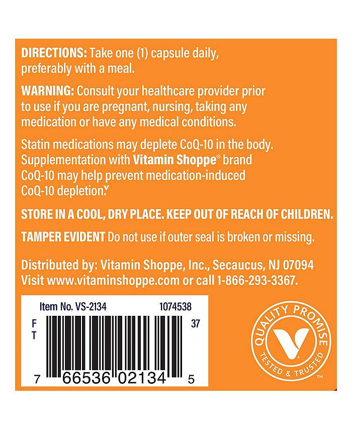 The Vitamin Shoppe CoQ10 Supports Cardiovascular Health & Energy