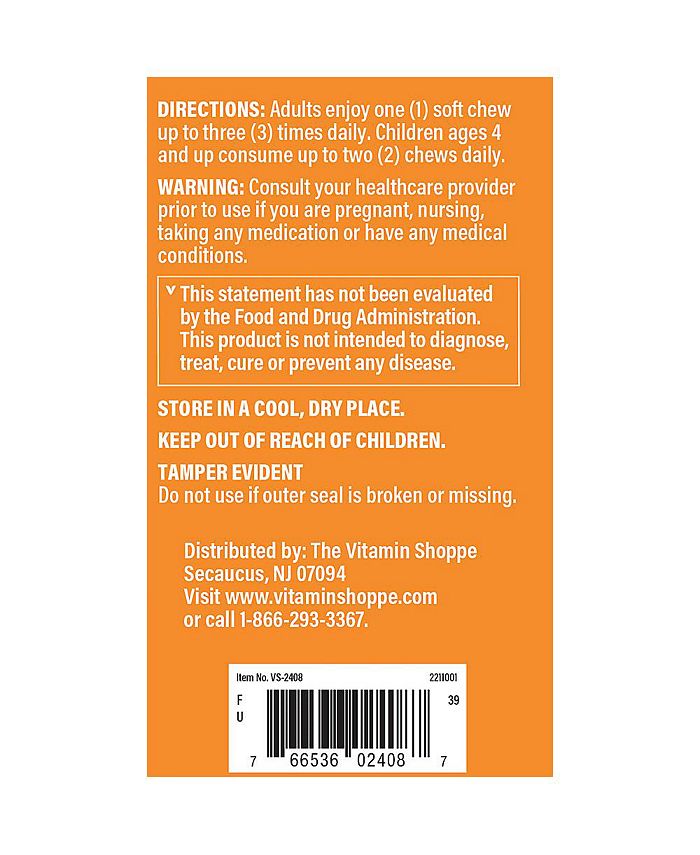 The Vitamin Shoppe Elderberry, Zinc & Vitamin C Soft Chews Immune Support Mixed Berry (60