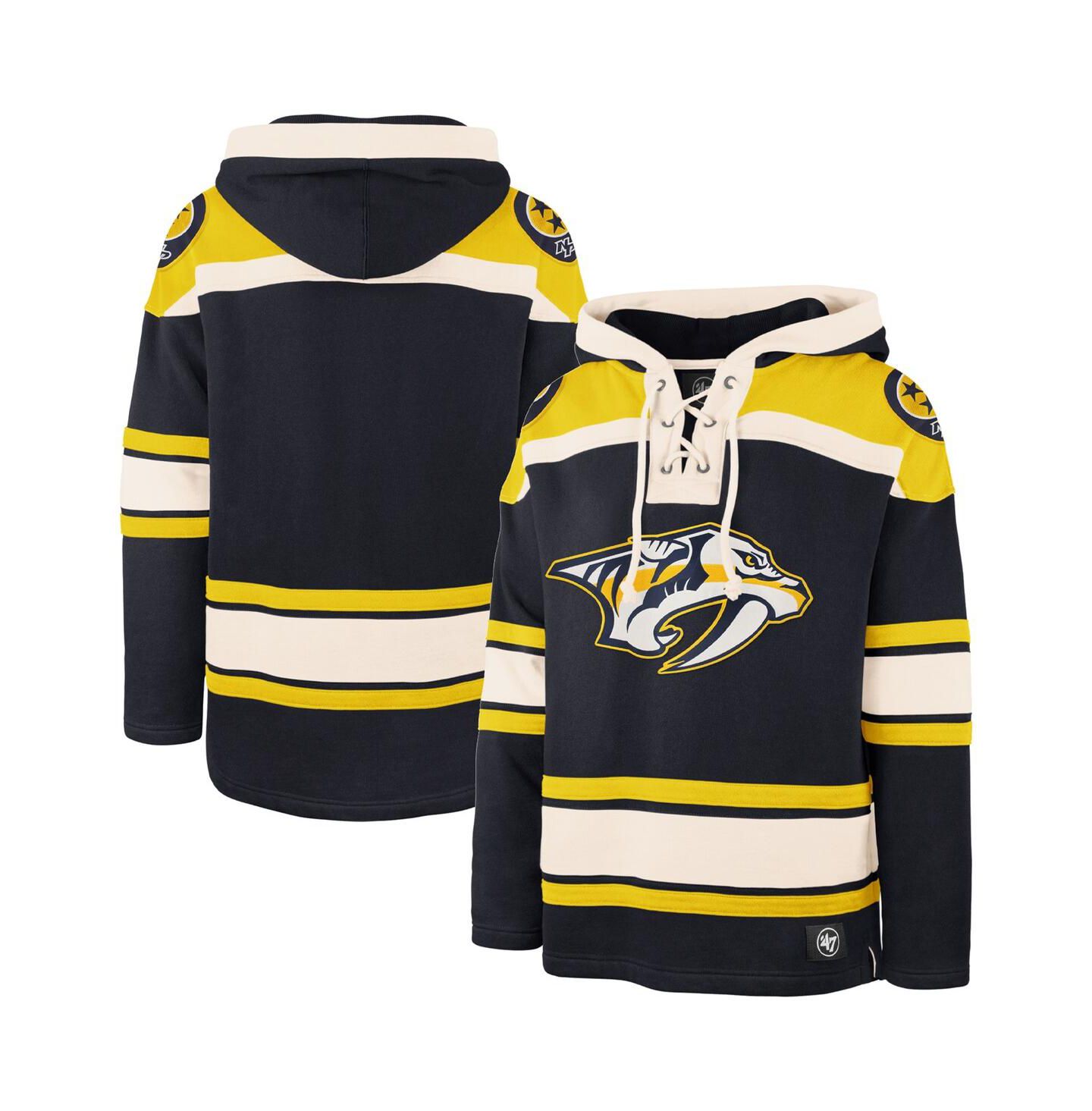 Мужское худи '47 Brand Navy Nashville Predators Superior Lacer Pullover — фото 1