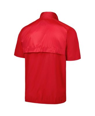 Men's Red Fresno State Bulldogs Sideline AEROREADY Raglan Short Sleeve Quarter-Zip Jacket