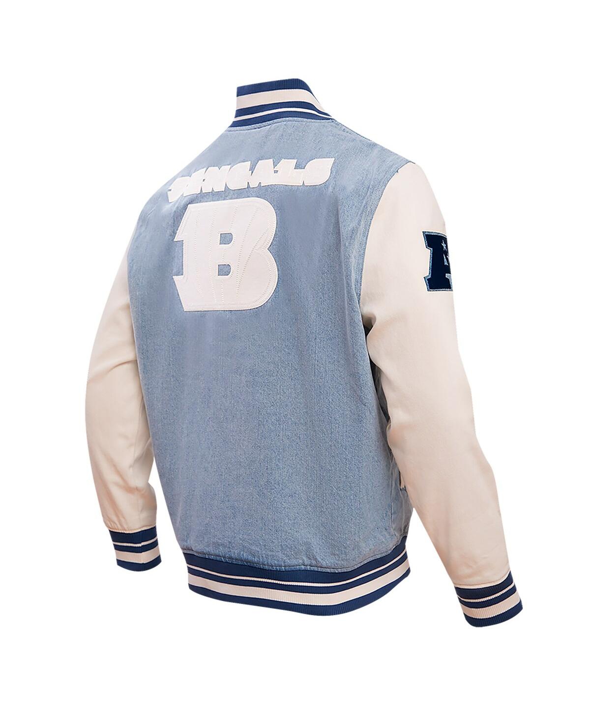 Shop Pro Standard Men's  Denim Distressed Cincinnati Bengals Varsity Blues Full-snap Varsity Jacket