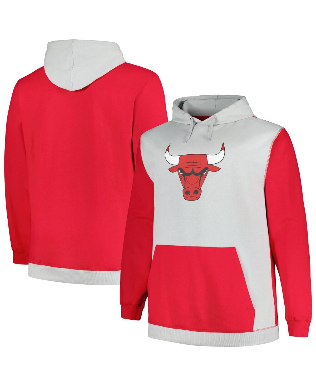 Fanatics Branded  Red/silver Chicago Bulls Big & Tall Primary Arctic Pullover Hoodie In Red,silver