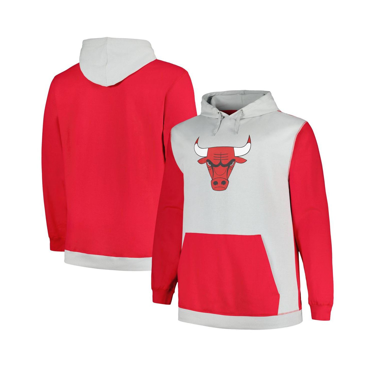 Men's Red, Silver Chicago Bulls Big and Tall Primary Arctic Pullover Hoodie
