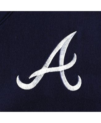 Women's Navy Atlanta Braves Lily V-Neck Pullover Sweatshirt