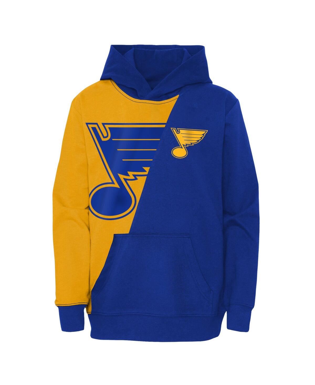 Shop Outerstuff Big Boys Gold, Blue St. Louis Blues Unrivaled Pullover Hoodie In Gold,blue