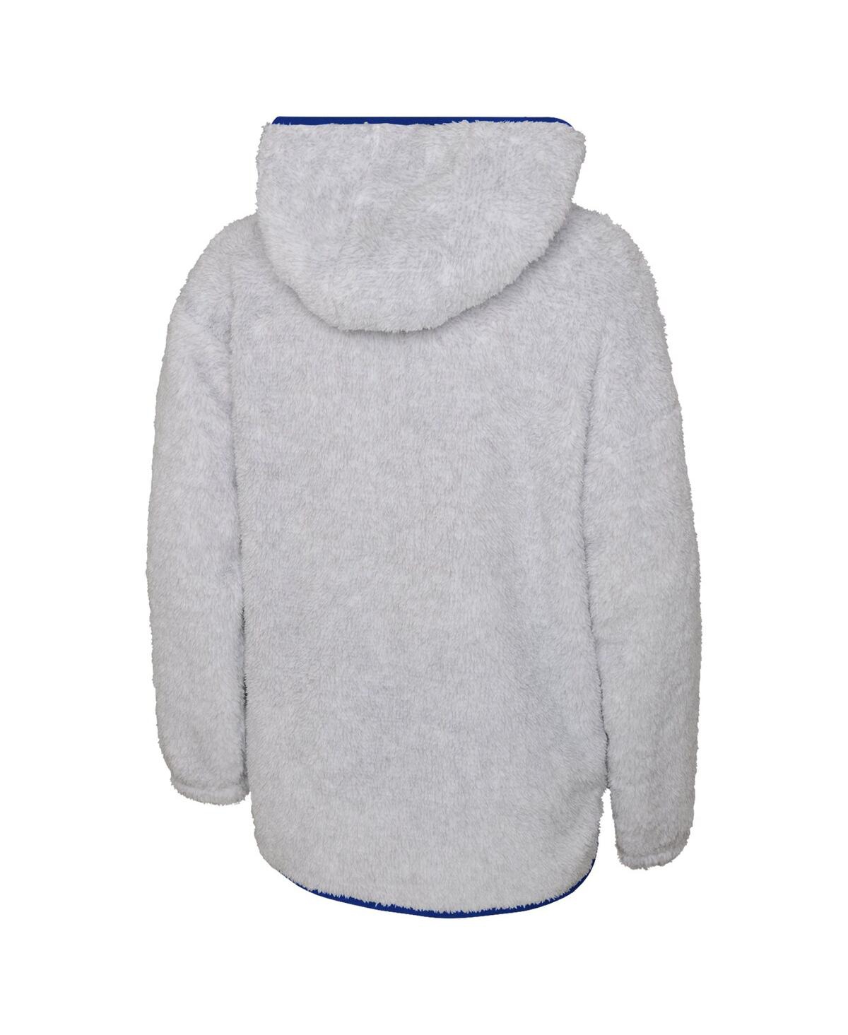 Outerstuff Girls Youth Heather Gray New York Rangers Ultimate Teddy Fleece Pullover Hoodie In Heather Gray
