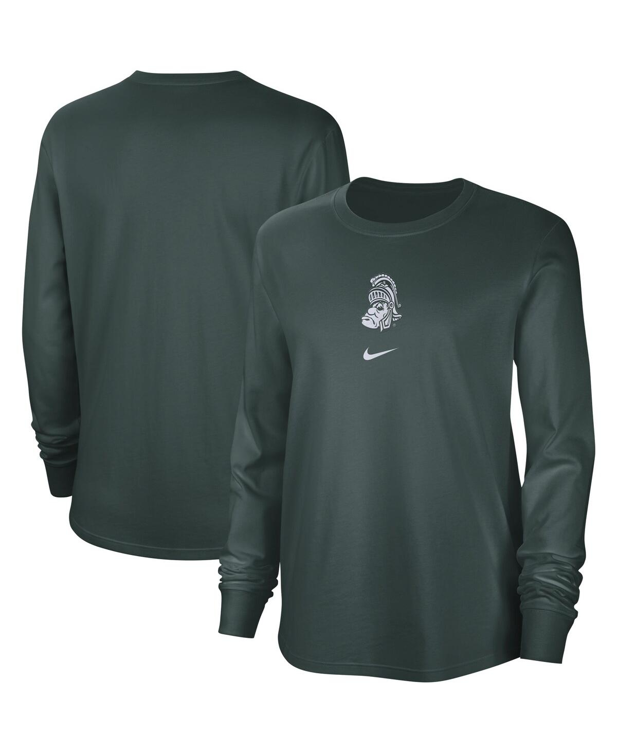 Nike Women's  Green Distressed Michigan State Spartans Vintage-like Long Sleeve T-shirt