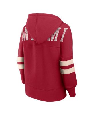 Women's Red Distressed Miami Heat Bold Move Dolman V-Neck Pullover Hoodie