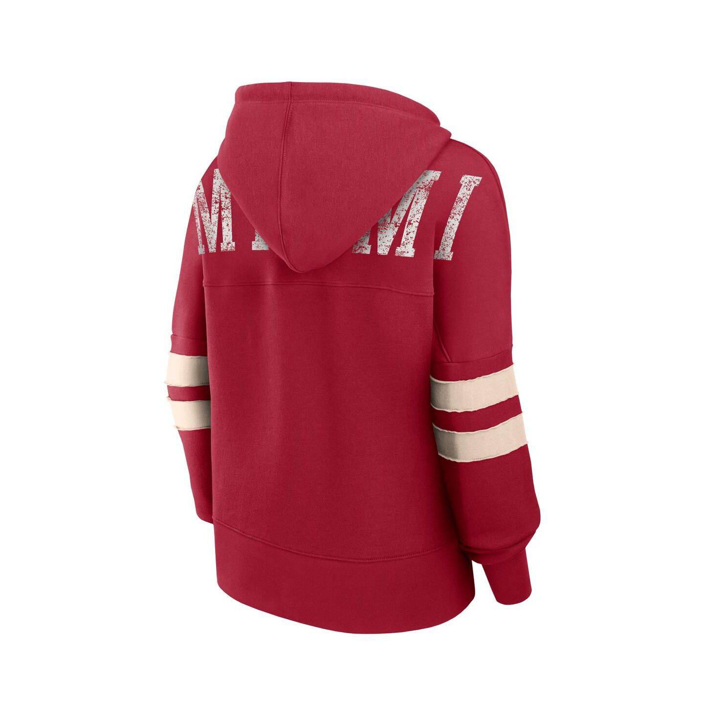 Женское худи Fanatics Red Distressed Miami Heat Bold Move Dolman V-Neck Pullover — фото 2