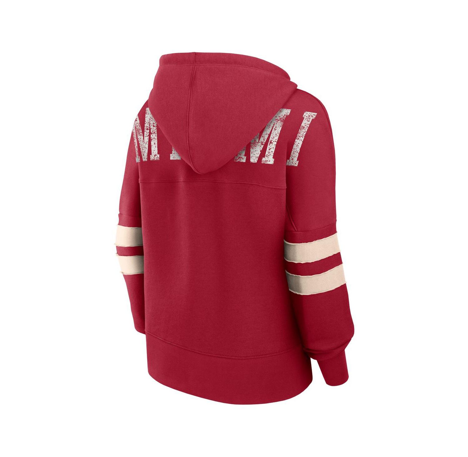 Women's Red Distressed Miami Heat Bold Move Dolman V-Neck Pullover Hoodie