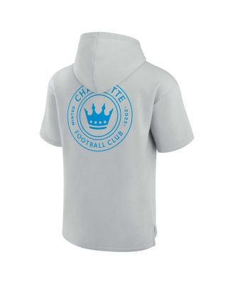 Men's and Women's Gray Charlotte FC Super Soft Fleece Short Sleeve Pullover Hoodie