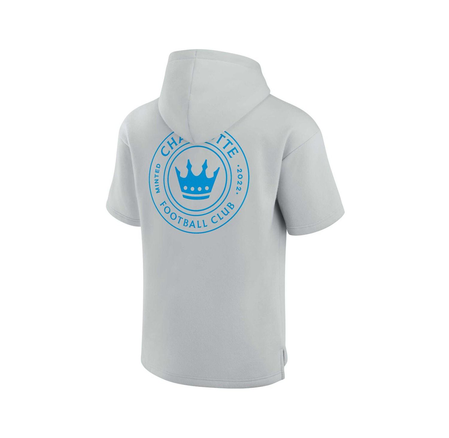 Men's and Women's Gray Charlotte FC Super Soft Fleece Short Sleeve Pullover Hoodie