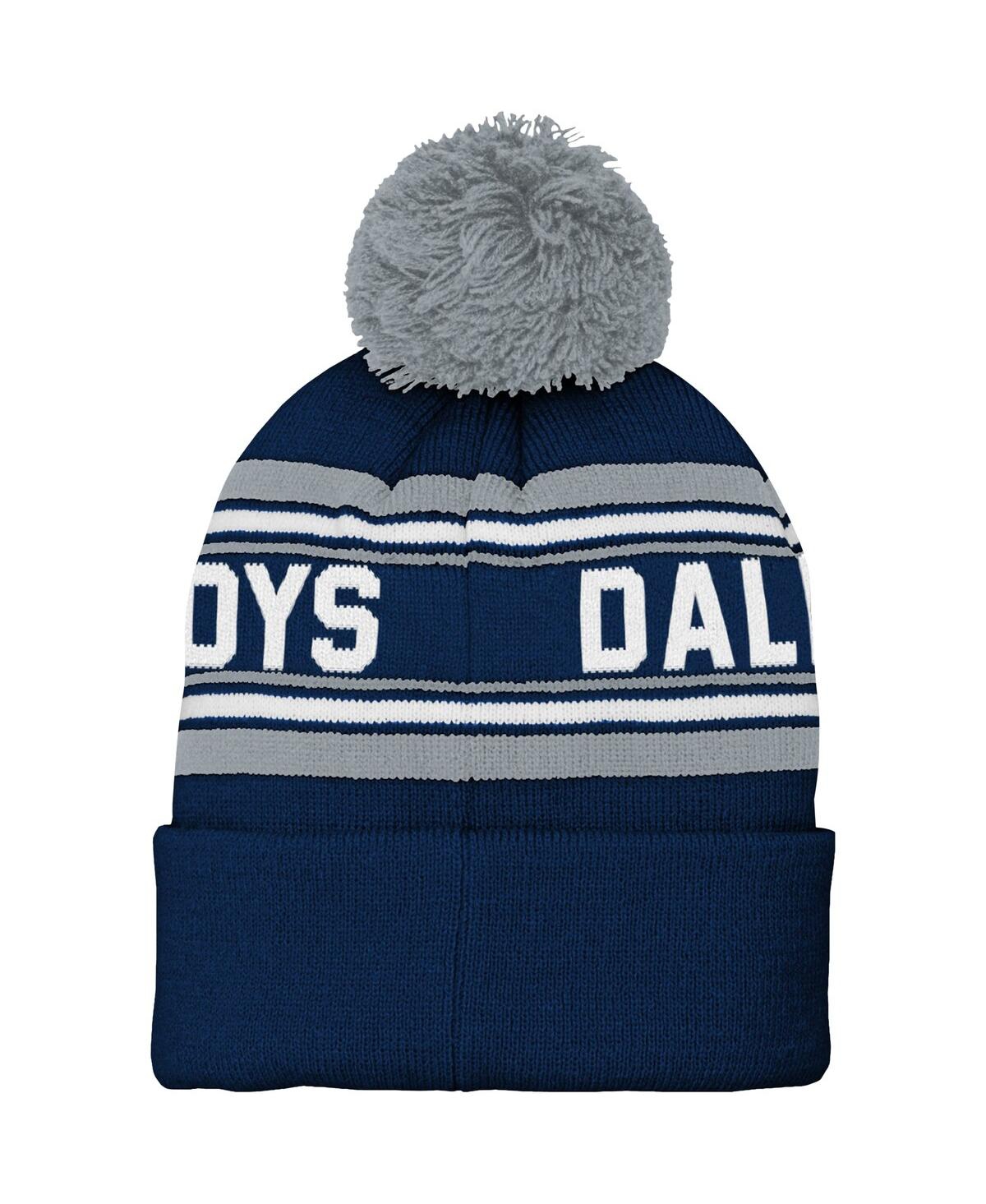 Outerstuff Preschool Boys And Girls Navy Dallas Cowboys Jacquard Cuffed Knit Hat With Pom In Navy