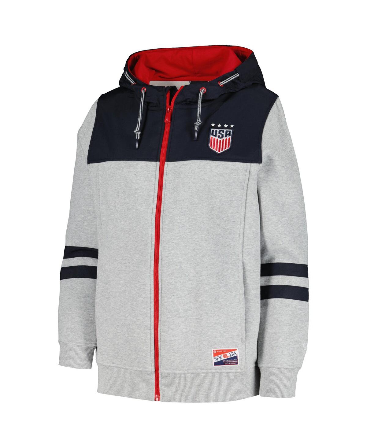 NEW ERA MEN'S 5TH & OCEAN BY NEW ERA GRAY USWNT THROWBACK FULL-ZIP HOODIE 