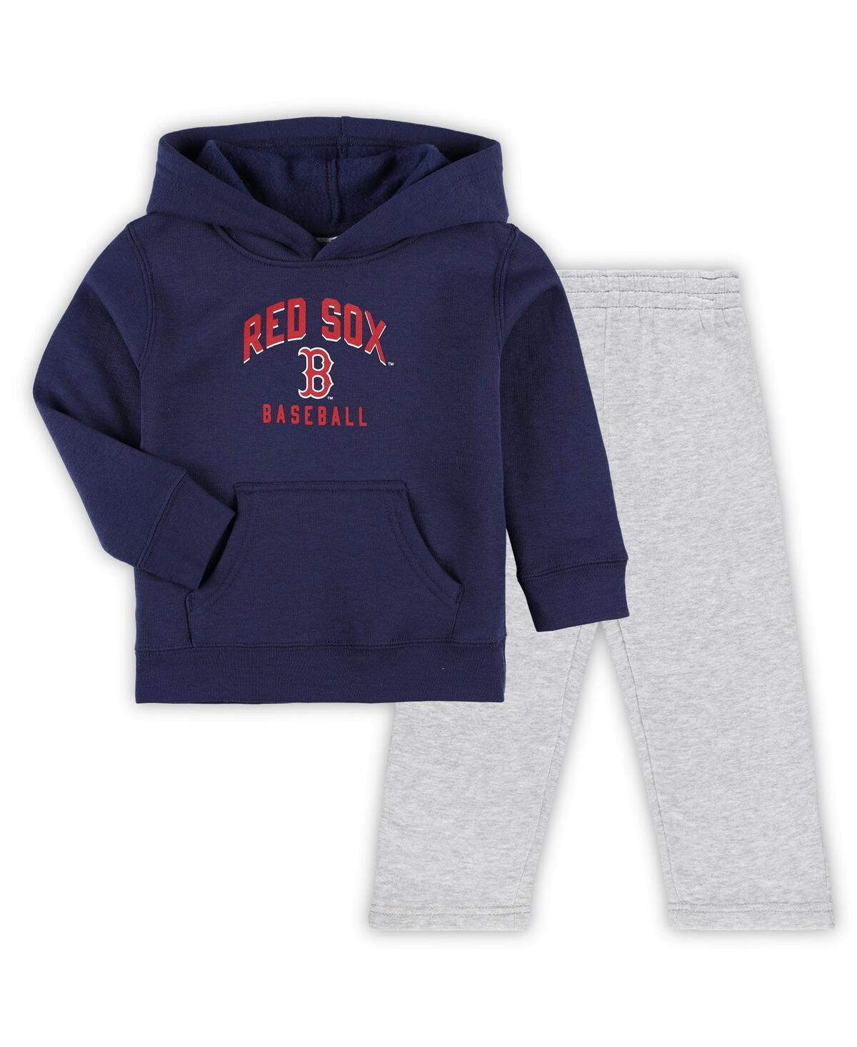 Outerstuff Babies' Toddler Boys Navy, Gray Boston Red Sox Play-by-play Pullover Fleece Hoodie And Pants Set In Navy,gray